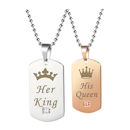 Nemesacél His Queen - Her King páros nyaklánc, ajándékdobozzal
