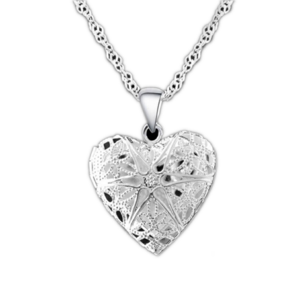  ezüstözött szív alakú képtartó függő medál nyaklánccal
