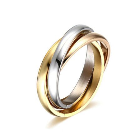 Nemesacél 3 részes ezüst-arany-rose színű gyűrű, 7