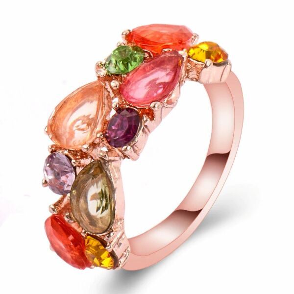 Színkavalkád kristályokkal kirakott gyűrű több méretben