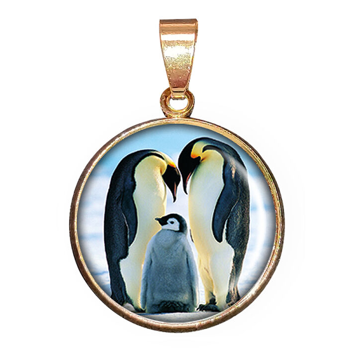 pingvincsalád-medál-lánccal