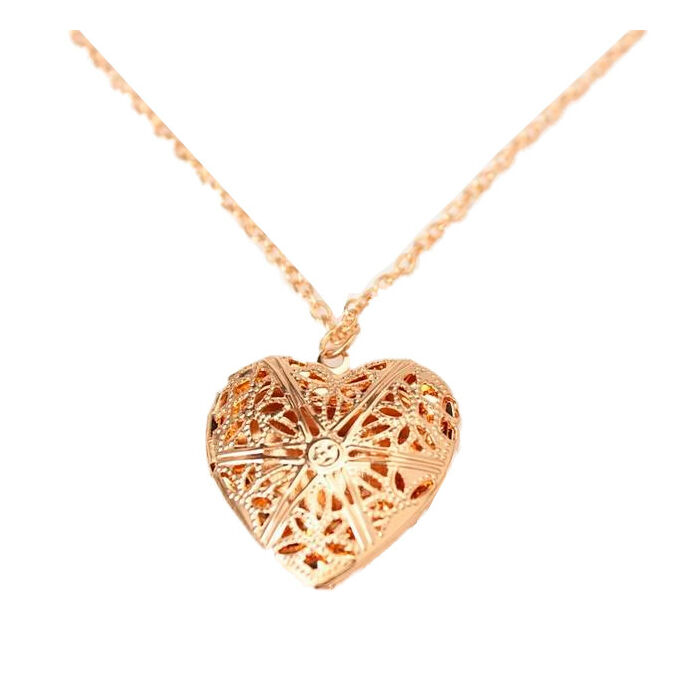 Szív alakú képtartó függő medál nyaklánccal, arany