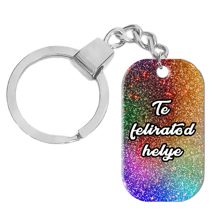 Egyedi-feliratos-rozsdamentes-fém-dögcédula-kulcstartó-liláspink-glitter-színben