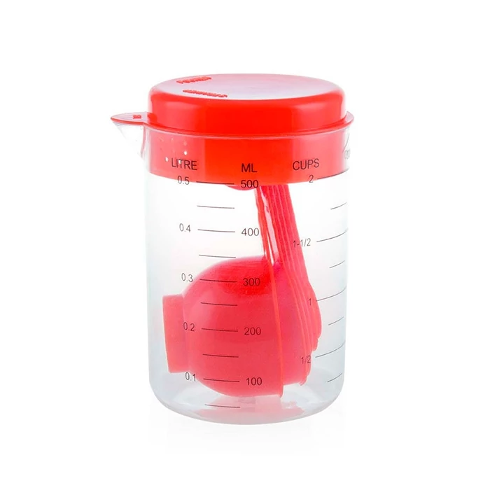Konyhai mérőedény mérőkanalakkal (7 PCS) (500 ML), piros