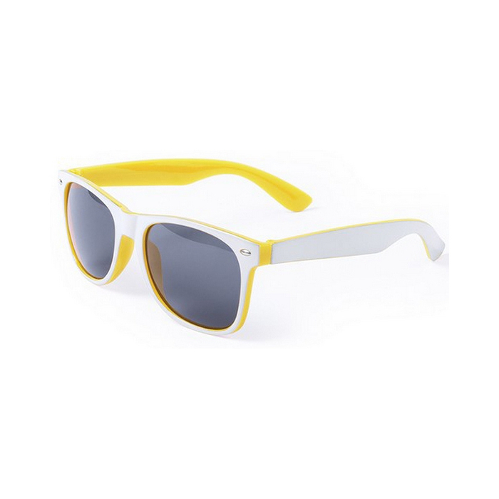 Fehérkeretes uniszex trendi napszemüveg (sárga szárral)