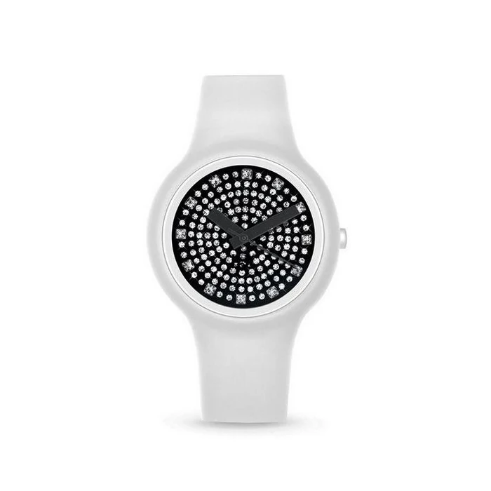 Luxus strasszos Haurex cseppálló, szilikonszíjas női óra (34mm)