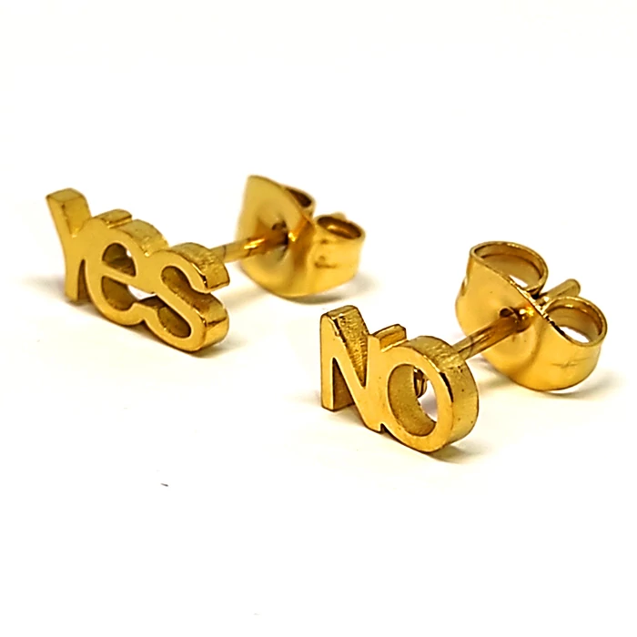 yes-no-nemesacél-fülbevaló, ezüst színű