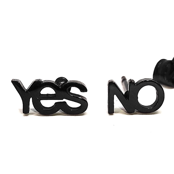 yes-no-nemesacél-fülbevaló, ezüst színű