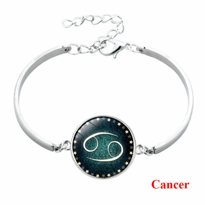 Csillagjegy karkötő, szép zöld medállal, rák (Cancer)