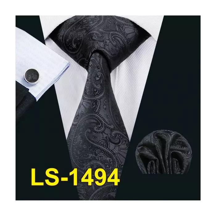 fekete mintás nyakkendőszett