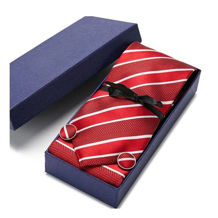 piros-fehér csíkos nyakkendőszett