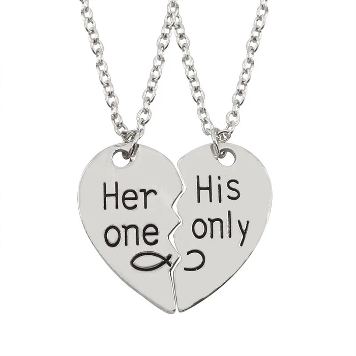 'Her-one-His-only'-páros-nyaklánc, ezüst-színű