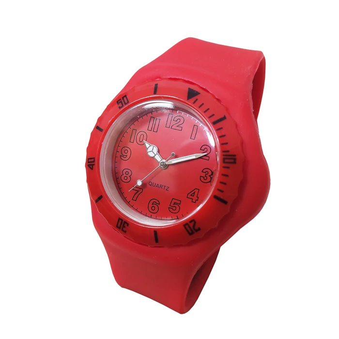 Szilikonszíjas uniszex karóra, piros (39mm)