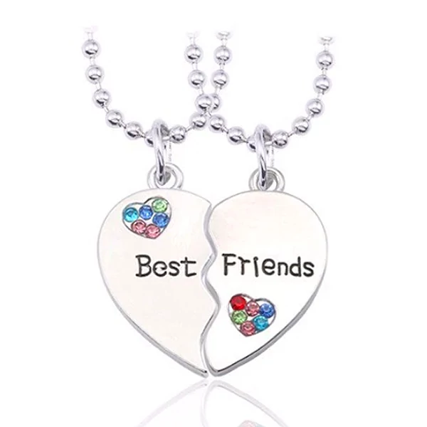 Színes kristályos Legjobb Barát két db páros nyaklánc (Best Friends felirattal)