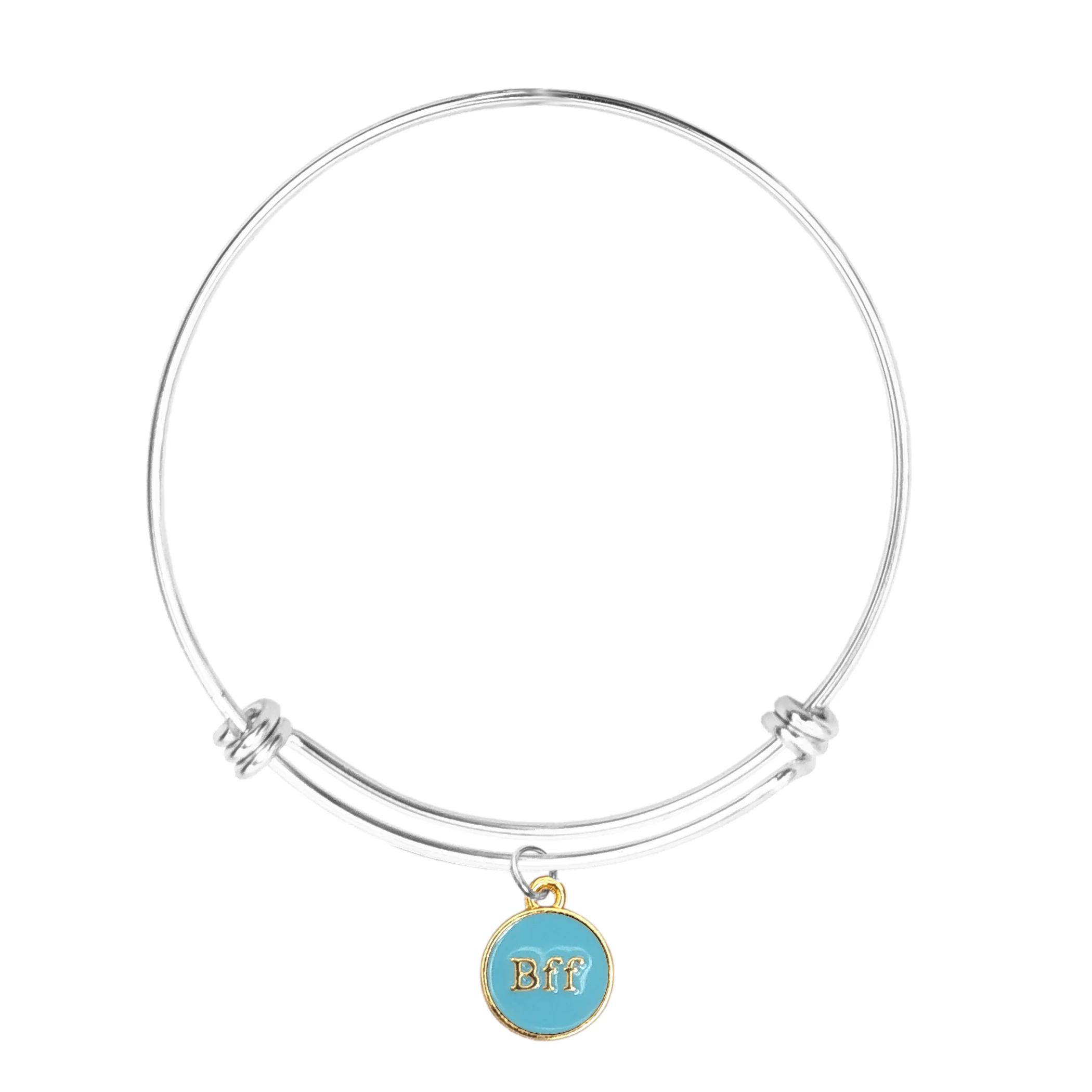 Best Friends Forever (Legjobb barátok örökké) kék charm ezüst színű nemesacél karperecen