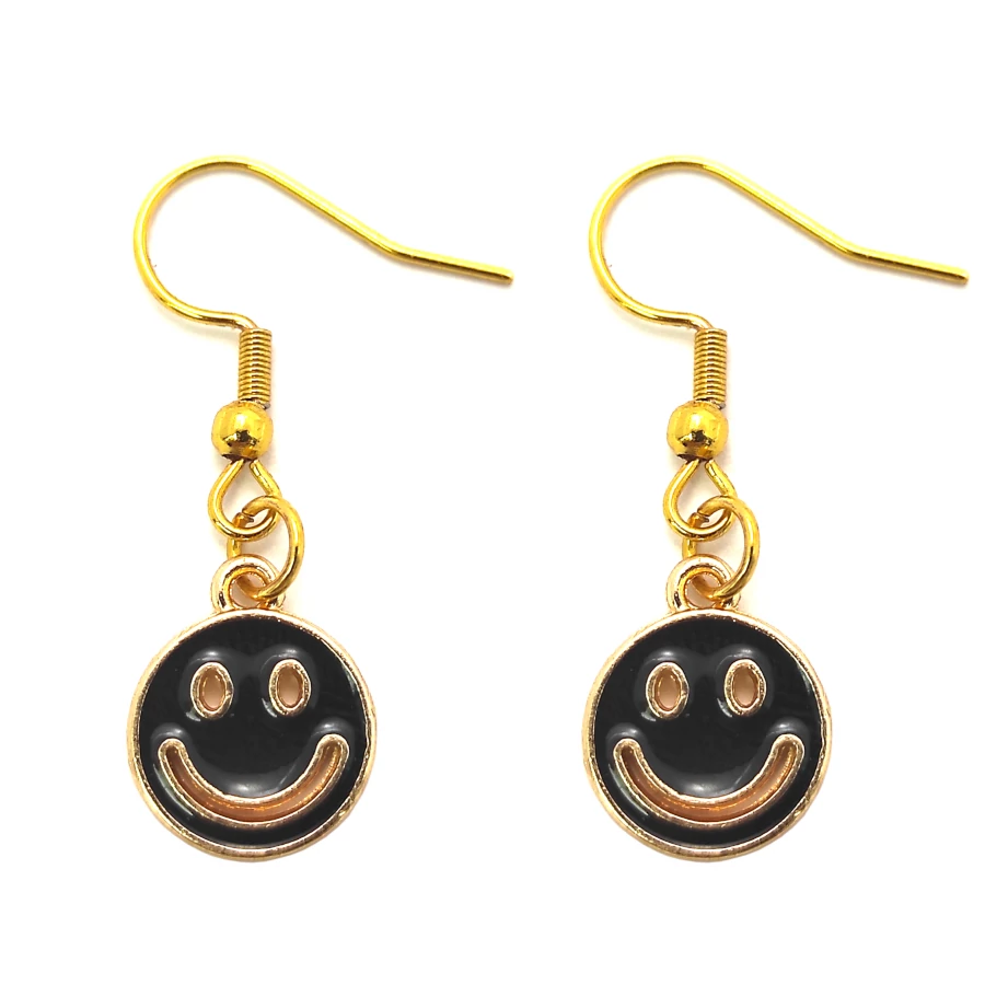 Fekete smiley fülbevaló