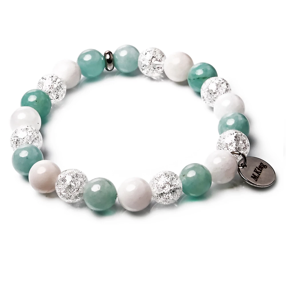 Ice Candy Blue – Jade és hegyikristály ásvány karkötő dobozban
