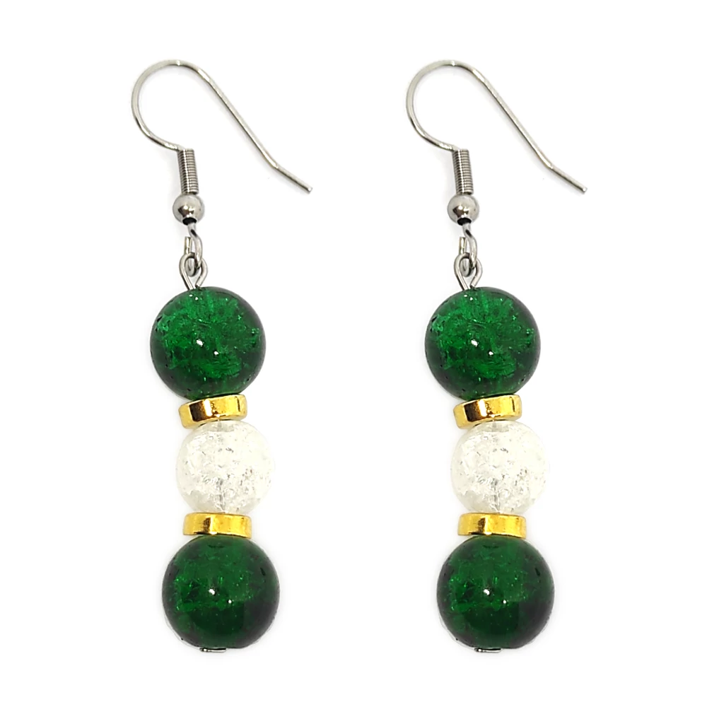Green Sparkle zöld és fehér hegyikristály fülbevaló