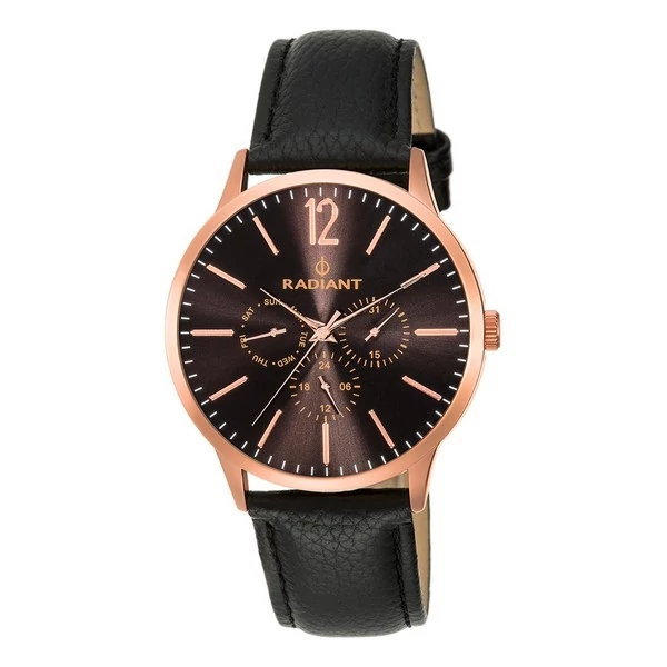 Feltűnően elegáns Radiant bőrszíjas férfi üzleti karóra (43 mm), barna