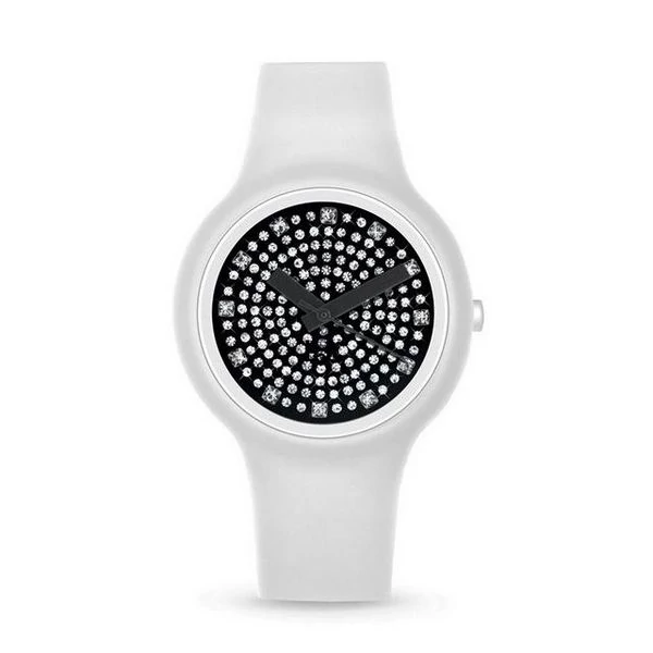 Luxus strasszos Haurex cseppálló, szilikonszíjas női óra (34mm)
