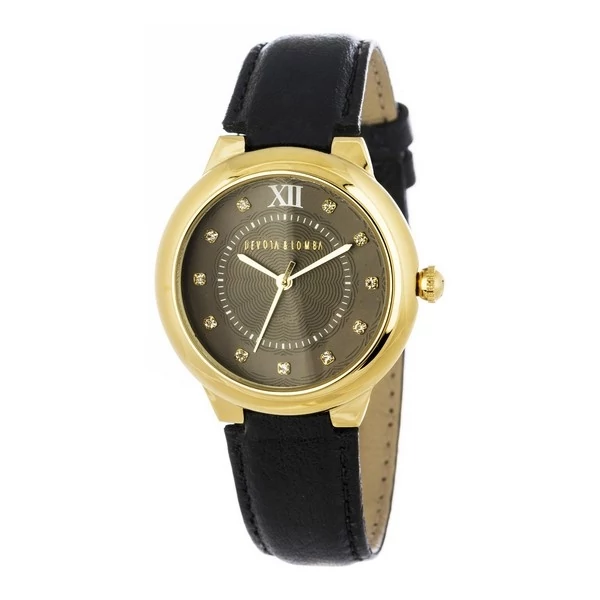 Devota&Lomba cseppálló, bőrszíjas luxus női karóra (34 MM), dobozban