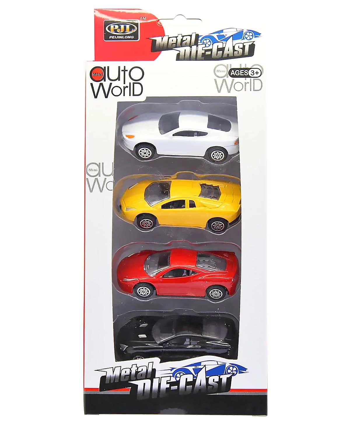 Fém autókészlet, 4 db-os, 8 cm, belátós, dobozos