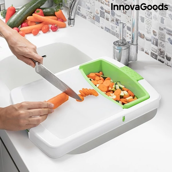 3:1-ben vágódeszka tálcával, tartállyal és ürítővel (InnovaGoods), VIDEÓBEMUTATÓVAL!