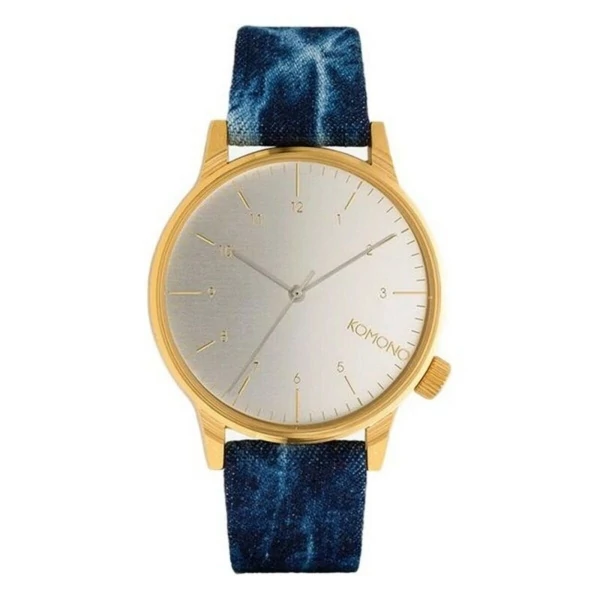 Komono elegáns arany-kék cseppálló szövetszíjas férfi karóra (41mm)