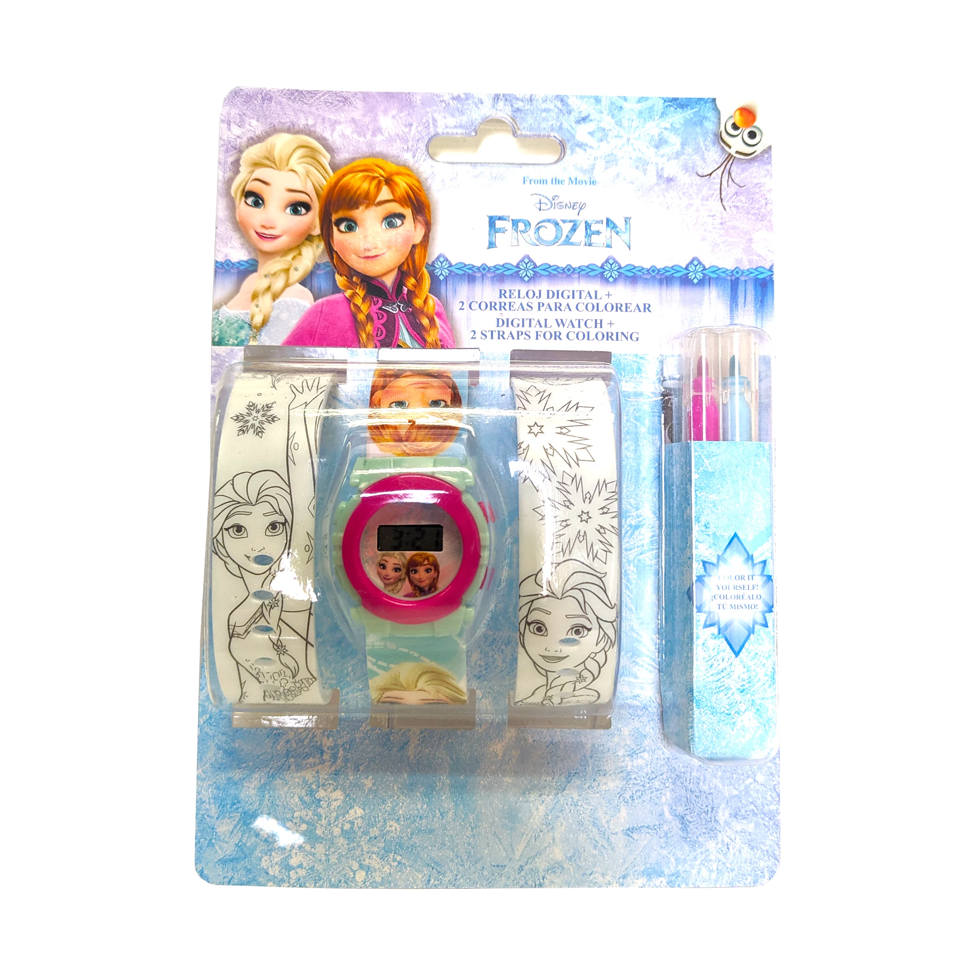 Disney Frozen, eredeti Jégvarázs Karkötőóra színezhető pótszíjjal
