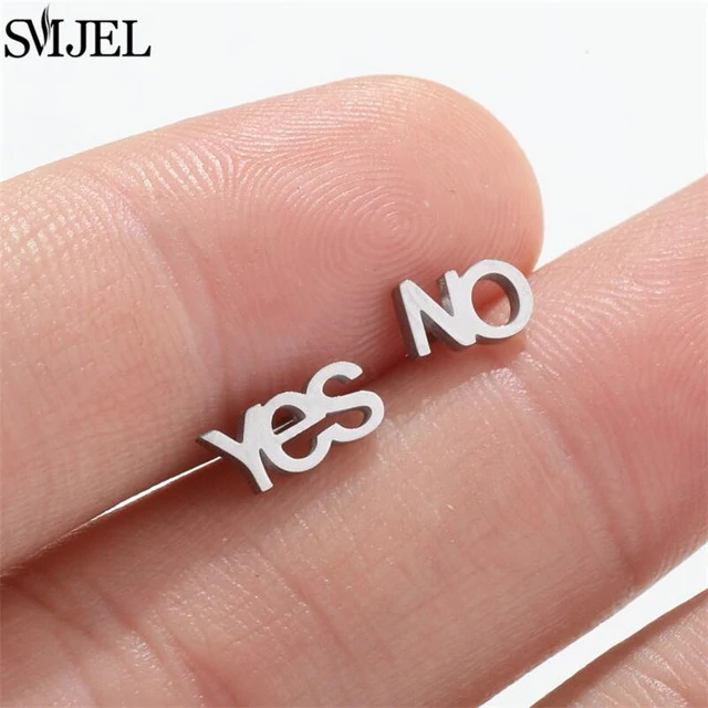 Yes-No nemesacél fülbevaló, ezüst színű
