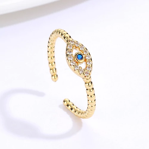 Fémötvözet és cirkónium Evil Eye gyűrű, állítható méret