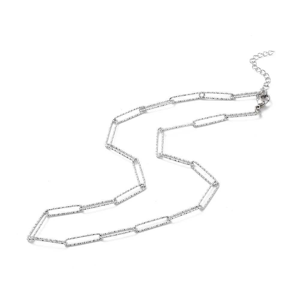 Rozsdamentes acél női paperclip nyaklánc, 45+5 cm