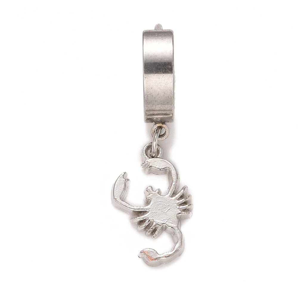 Rozsdamentes acél skorpiós fülbevaló, 34x13.5x4 mm - 1 db