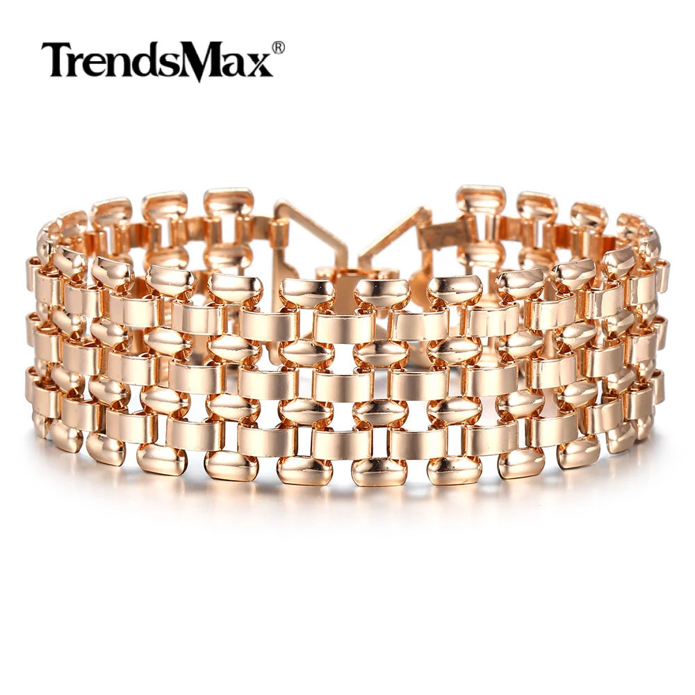 Látványos széles divat karkötő, rose gold