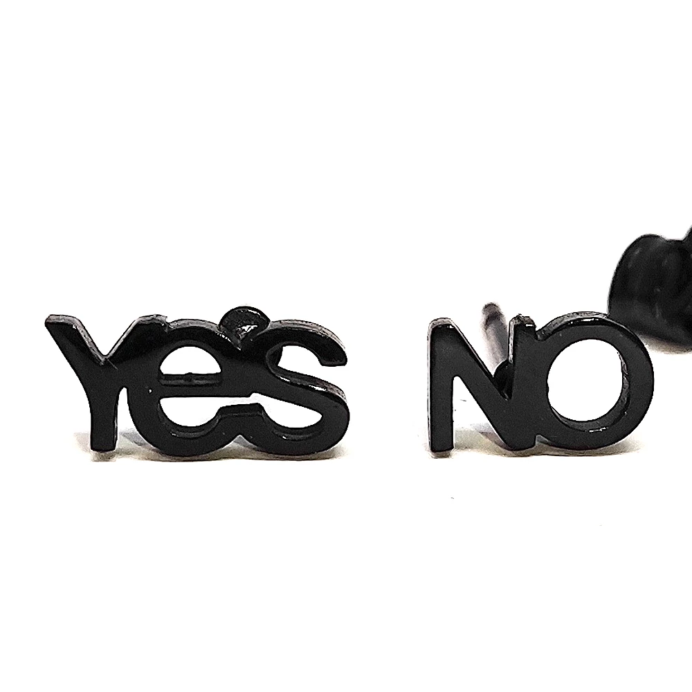 Yes-No nemesacél fülbevaló, fekete színű
