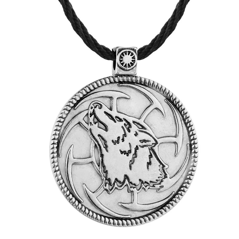 Viking farkasmotívumos medál bőr nyaklánccal