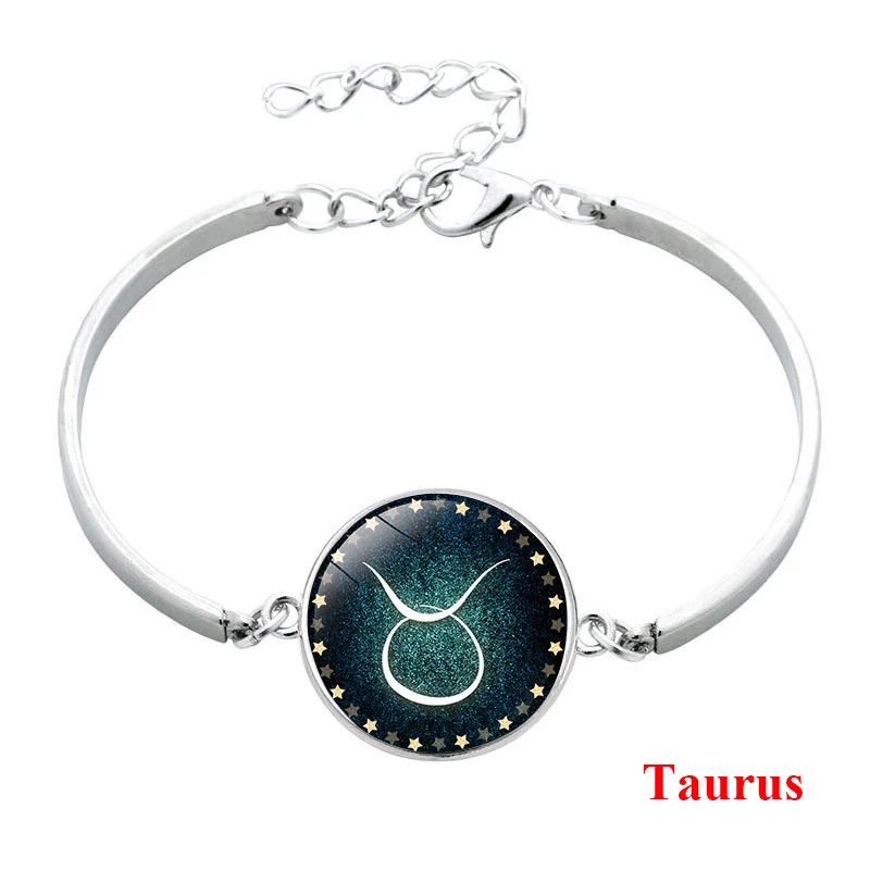 Csillagjegy karkötő, szép zöld medállal, bika (Taurus)