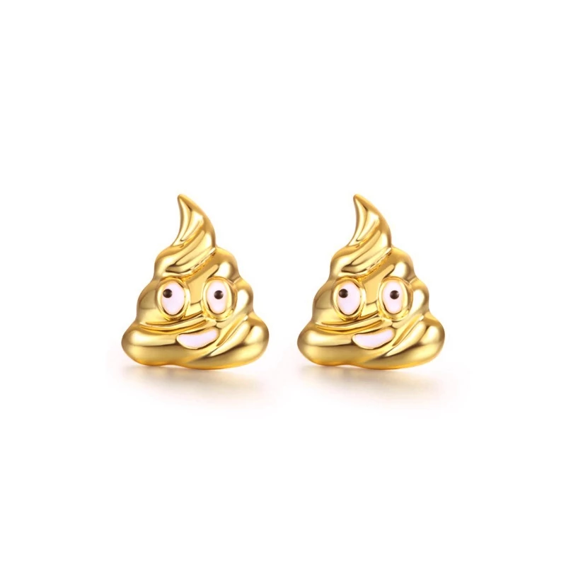 Boldog sz@rkupac emoji fülbevaló, arany színben