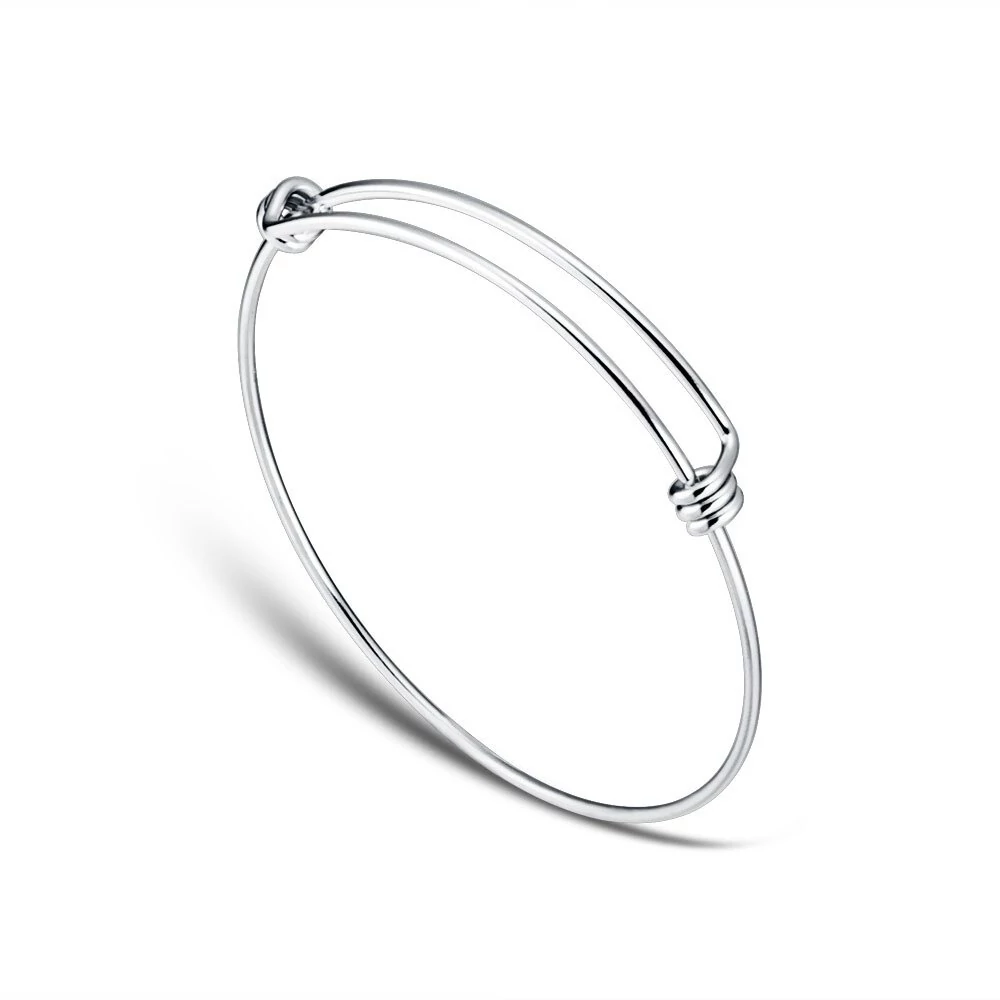 Nemesacél charm karperec, állítható 6 cm átmérő - ezüst színű