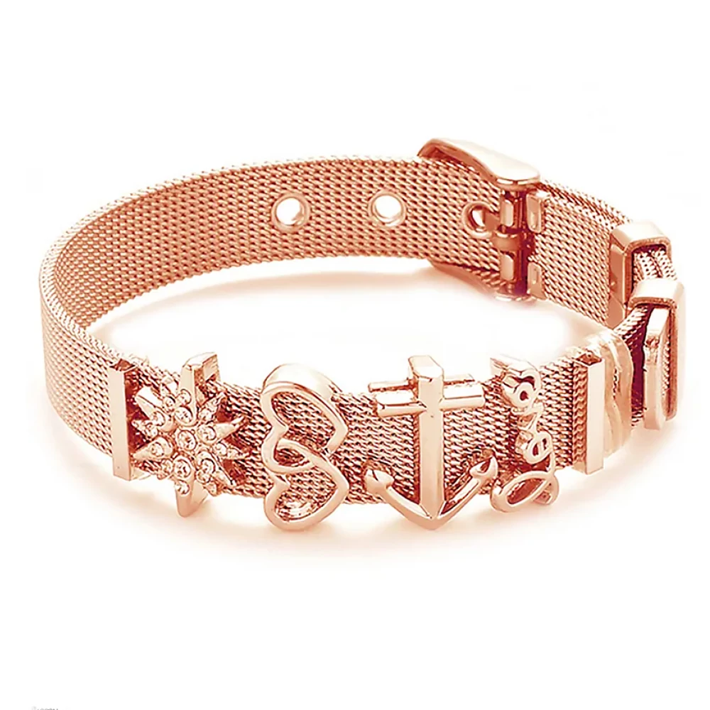 Pandora Reflexions stílusú nemesacél női karkötő nyíl és szív motívummal, rose gold